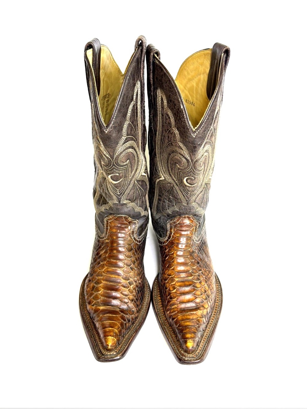 Cuadra Brown Leather Python Cowboy Western Boots Men Size 8.5 Made in Mexico